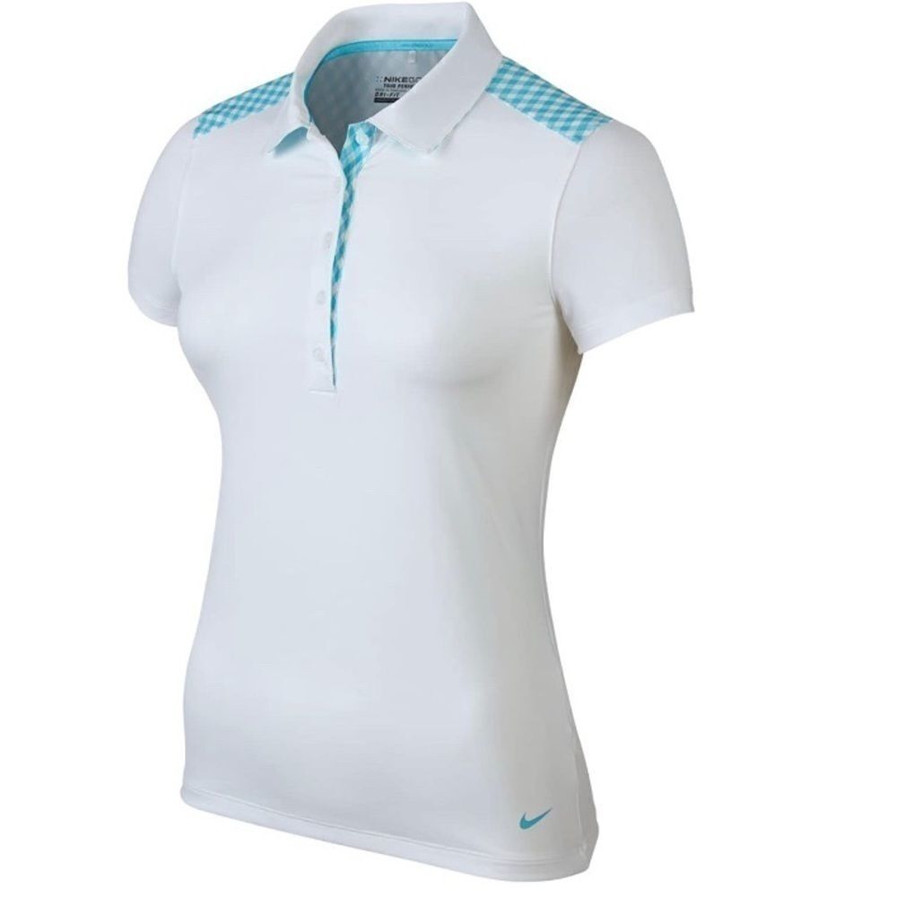 Nike Dri-FIT Gingham Polo Small White/Clearwater‎